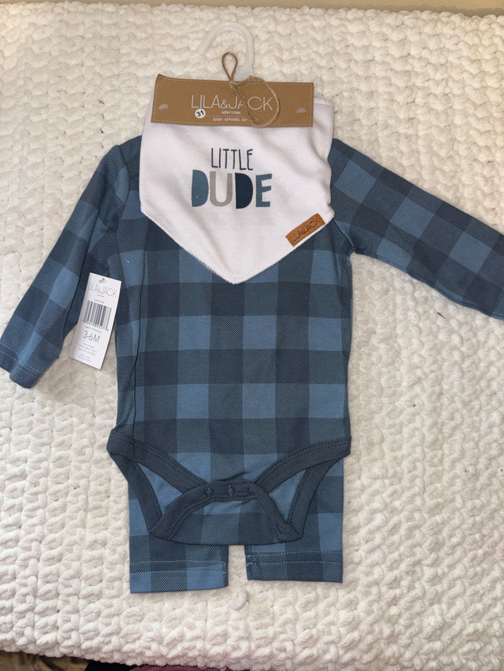 Lila & Jack Little Dude Blue Plaid Baby Bodysuit Set